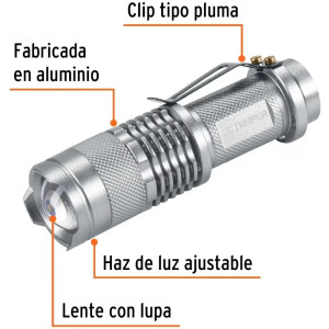 Linternas LED 40lm 100m 6H 1PilasAA Aluminio Truper 17256