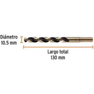 Brocas Metal HSS 10.5mm xL133mm Truper 14327