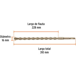 Brocas SDS Plus 16mm x310mm Concreto Truper 101205
