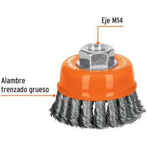 Cardas Copa 3" Trenzado Grueso M14 Truper 17530