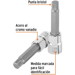 Dados Punta Bristol M14 E1/2 Plarga CrVanadio Truper 101303