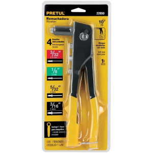 Remachadora 4 Boquillas intercambiable 3/32 1/8 5/32 3/16 Pulgadas Largo 10" incluye llave, RE-10P 22850 Pretul