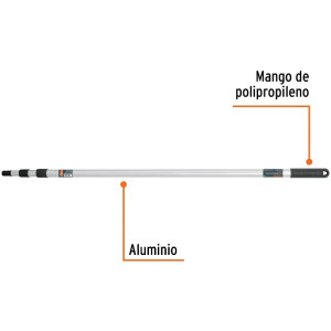 Extension de Aluminio Telescopica 2 Metros, para Rodillos, punta con rosca para rodillos y cepillos, EXTA-20 19216 Truper