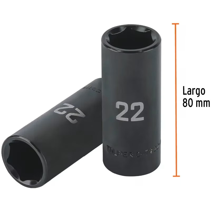 Dados 22mm E1/2 Impacto Tubulares Hexagonales CrMolibdeno, Truper 100921