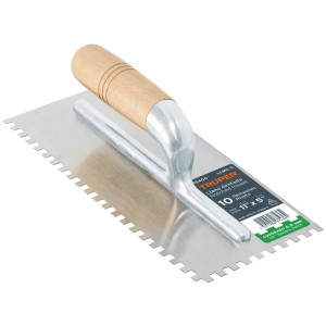 Plancha de Empastar Dentada 11 x 5 Pulgadas, Uso Profesional, 10 Remaches Mango de Madera, LLMC-11 15404 Truper