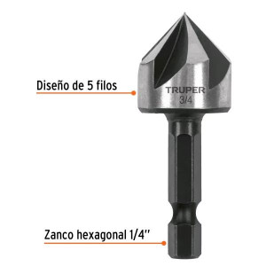 Brocas Avellanadores para Metal 3/4" x 50mm Z1/4 Trupe 102382