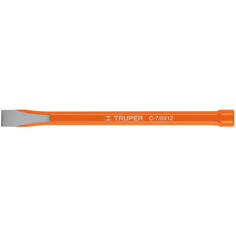 Cincel Plano 12" Cuña 7/8", Acero al cromo Vanadio, Cabeza grande, C-7/8X12 12157 Truper
