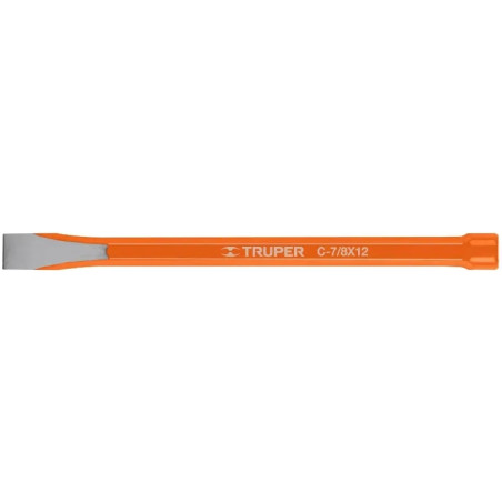 Cincel Plano 12" Cuña 7/8", Acero al cromo Vanadio, Cabeza grande, C-7/8X12 12157 Truper