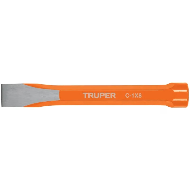 Cincel Plano 8" Cuña 1", Acero al cromo Vanadio, Cabeza grande, C-1X8 12160 Truper