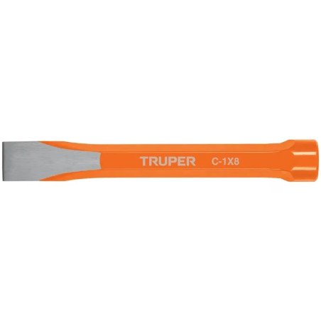 Cincel Plano 8" Cuña 1", Acero al cromo Vanadio, Cabeza grande, C-1X8 12160 Truper