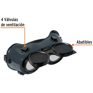 Gafas para Soldar, Para uso de Oxicorte, 4 Valvulas de ventilacion, GASO 14282 Truper