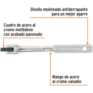 Palanca articulada, encastre 1/4" Largo 6", en acero al cromo vanadio, M-4766 13909 Truper