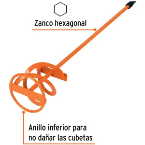 Revolvedor de Pintura Diametro 10cm altura 55cm zanco 3/8", para uso con taladro, REV-20 15824 Truper