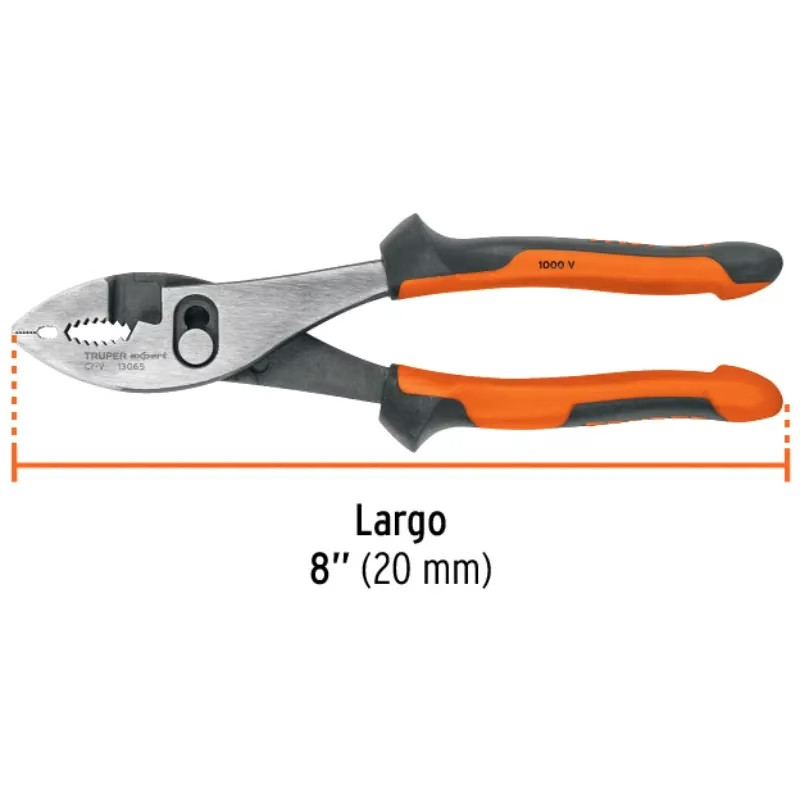 Alicates Mecanico 8" Aislado 1000V ConfortGrip 2Ajustes, Truper 13065