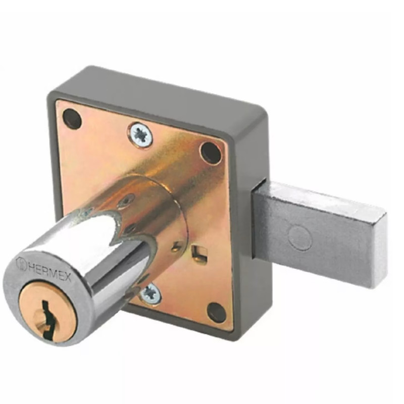Cerradura para mueble cromo modelo 25, accion horizontal, Cilindro 36mm 2 llaves, CM-25C 43559 Hermex