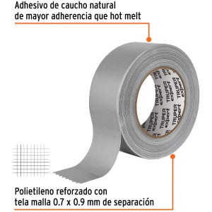 Cintas Ducte Tape 48mm x30m Resistente a Temperaturas Truper 10933