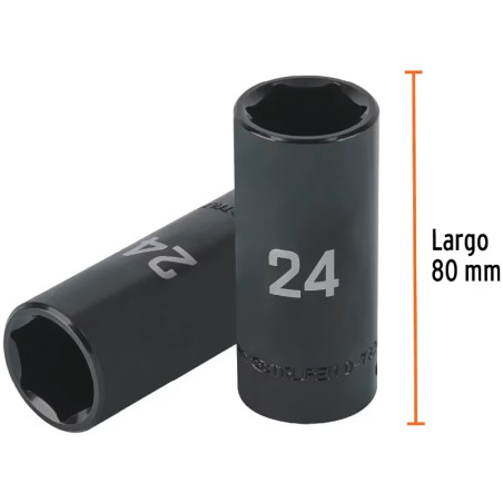 Dados 24mm E1/2 Impacto Tubulares Hexagonales CrMolibdeno, Truper 100923