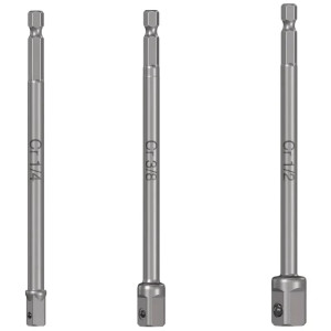 Juegos adaptadores Largos para dados 1/4 3/8 y 1/2" x15cm, 3 piezas, Truper 19599