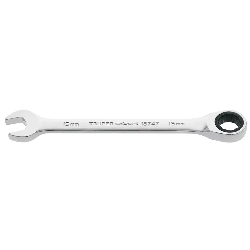 Llave Boca Mixta Ratchet 15mm ACrVanadio Truper 15747