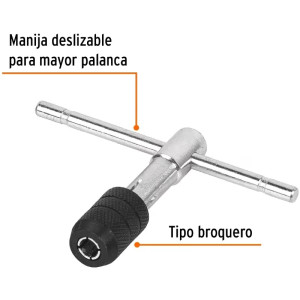 PortaMachos Tipo T, Tipo Chuck, Para Machos 1/2", Manija Deslizable para Mayor Palanca, MAN-T-1/2 11440 Truper