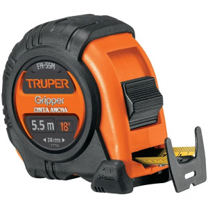 Wincha Flexometro Gripper 5.5 Metros, contra impacto TPR, cinta extra ancha, carcasa ABS, FH-55M 14613 Truper