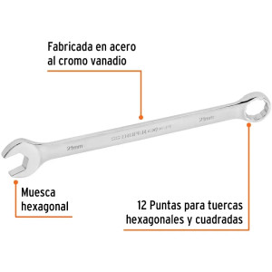 Llave Boca Mixta 21mm Combinada CrVanadio ELarga Truper 15625