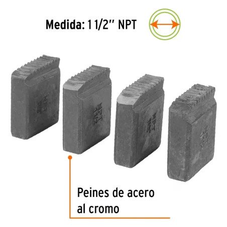 Peine para Tarraja 1 1/2" Cuerda 11 1/2 NPT, Incluye 4 Piezas, P-850-1-1/2 13083 Truper