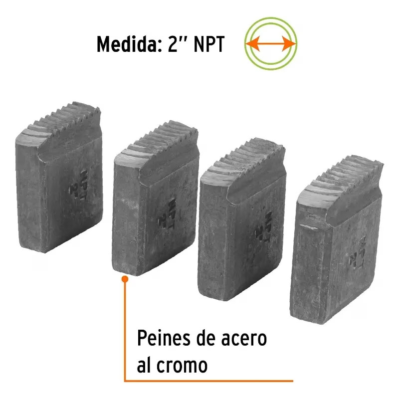 Peine para Tarraja 2" Cuerda 11 1/2 NPT, Incluye 4 Piezas, P-850-2 13085 Truper