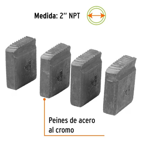 Peine para Tarraja 2" Cuerda 11 1/2 NPT, Incluye 4 Piezas, P-850-2 13085 Truper