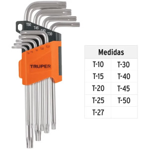 Juegos de 9 Llaves Torx PLargas Truper 13647