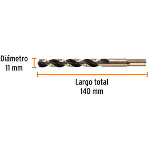 Brocas Metal HSS 11mm xL142mm Truper 14329