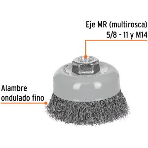 Cardas Copa 4" Ondulado Fino M14 Truper 100858