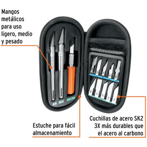 Juego de 13 Cuchillas Hobby con estuche, Truper 17512