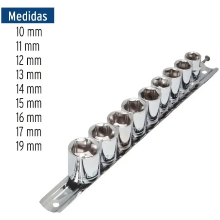 Juego de 9 dados en Milimetrico, Organizador con Clips, JD-3/8X10mm-P 21189 Pretul
