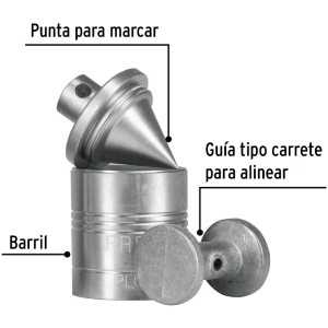 Plomada Metalica con Centro 310g, Para Uso en plomeria y construccion, PLOM-2Z 22462 Pretul