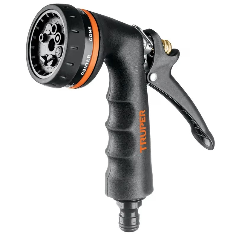 Pistola de Riego 8 Funciones Metalica Resorte inoxidable, Clip par Flujo continuo, PR-208 18477 Truper