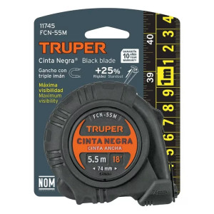 Winchas Flexometro Cinta Negra 5.5M TPR ABS Truper 11745