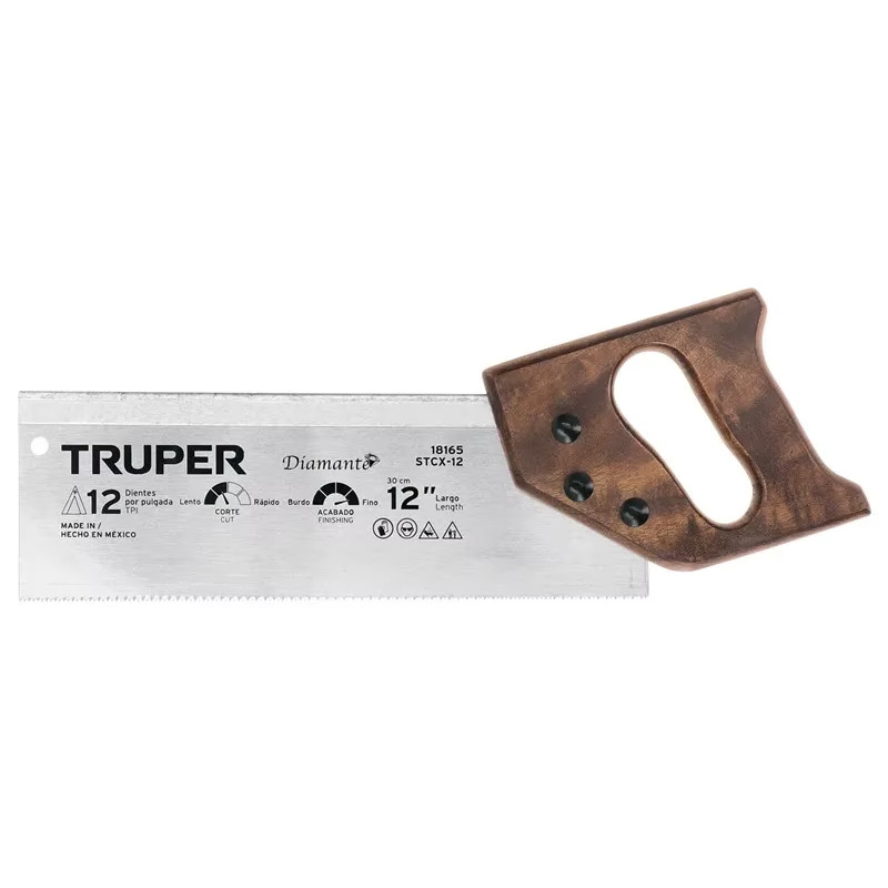 Serrucho Diamante de Costilla 12" Espesor 0.8mm DPP9, en acero alto carbono templado, STCX-12 18165 Truper