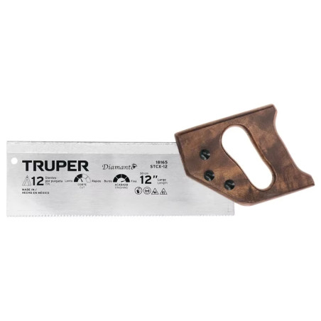 Serrucho Diamante de Costilla 12" Espesor 0.8mm DPP9, en acero alto carbono templado, STCX-12 18165 Truper
