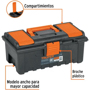 Cajas para Herramientas 14" 36x20x16cm inc. Charola, Truper 11139