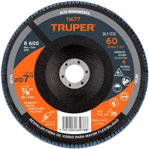 Discos Flap Discs Laminado 7" G60 Lija de Zirconia, DLT-1731 11677 Truper