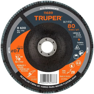 Discos Flap Discs Laminado 7" G80 Lija de Zirconia, DLT-1732 11689 Truper