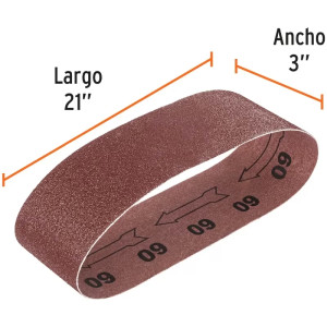 Lijas de Banda G60 3x21" x5u OAluminio Truper 15797