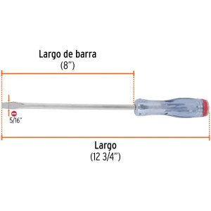 Desarmador Plano de Golpe 5/16" x8" Bhex Macetato Truper 14164
