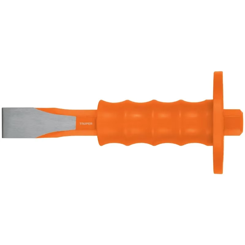 Cincel Plano 8" Cuña 1" con Grip, acero al cromo vanadio, protege la mano, C-1X8G 12276 Truper