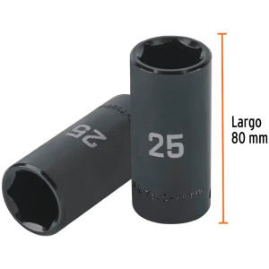 Dados 25mm E1/2 Impacto Tubulares Hexagonales CrMolibdeno, Truper 100924