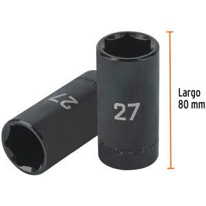Dados 27mm E1/2 Impacto Tubulares Hexagonales CrMolibdeno, Truper 100926