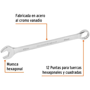 Llave Boca Mixta 23mm Combinada CrVanadio ELarga Truper 15650