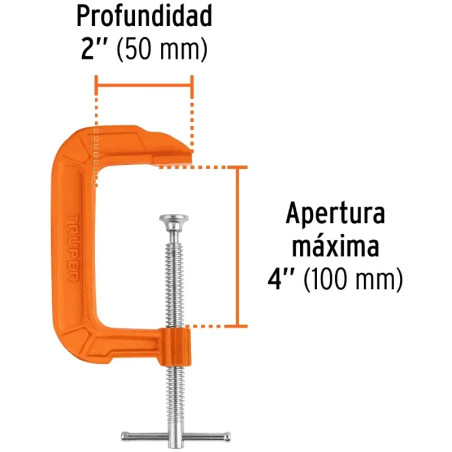 Prensa de hierro Nodular 4", Manija deslizante en T, uso general, PNT-4 17661 Truper