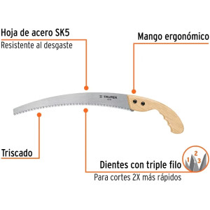 Serrucho de Poda Tradicionales 14" DPP 6, Mango ergonomico de madera, STP-14 18172 Truper